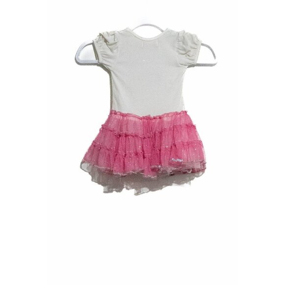 Popatu Girls White Pink Dress Floral Cap Sleeve Round Neck Knee Length Size XS - Picture 4 of 5